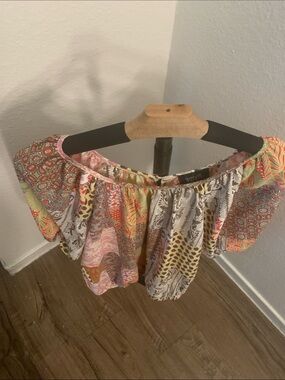 Multicolor Off-Shoulder Patchwork Blouse